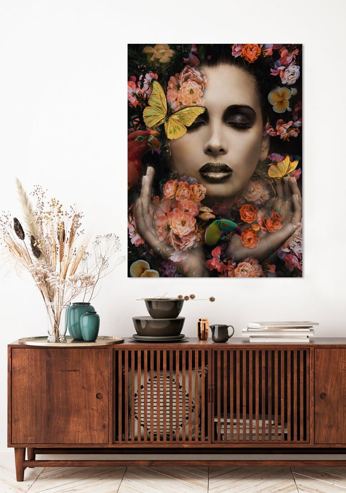 Glass picture Beauty in the Sea of Flowers