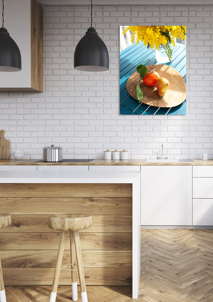 tableau en verre fruits et fleurs