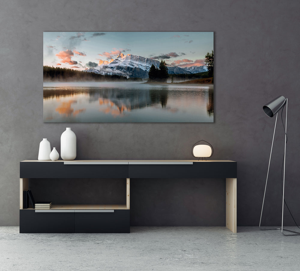 tableau sur verre Montagnes d'hiver