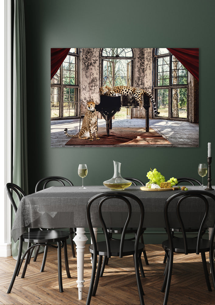 glass picture Wild Music Cats