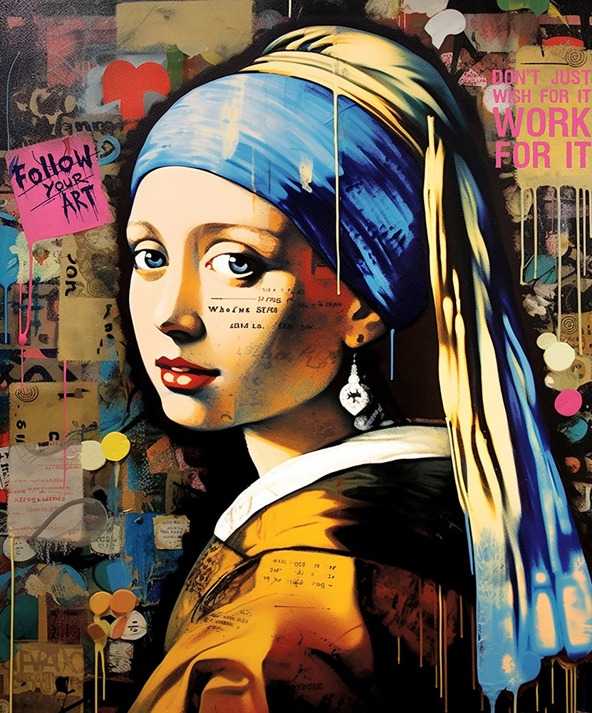 Tableau en verre Fille moderne avec bijoux d'oreille