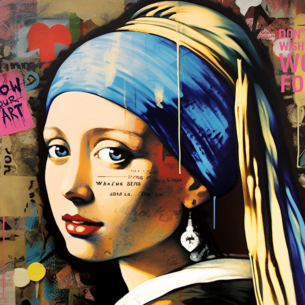 Tableau en verre Fille moderne avec bijoux d'oreille