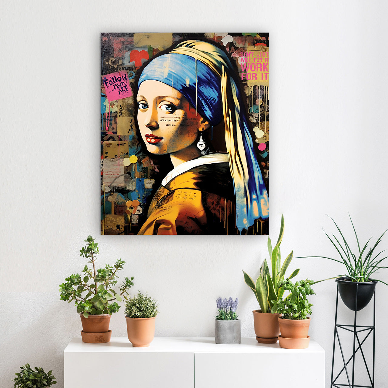 Tableau en verre Fille moderne avec bijoux d'oreille