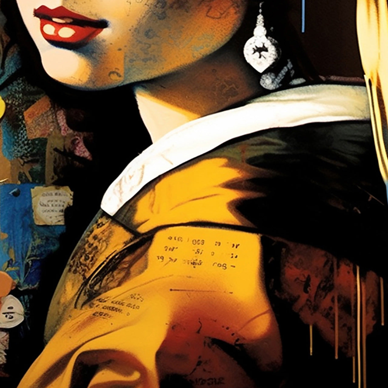 Tableau en verre Fille moderne avec bijoux d'oreille