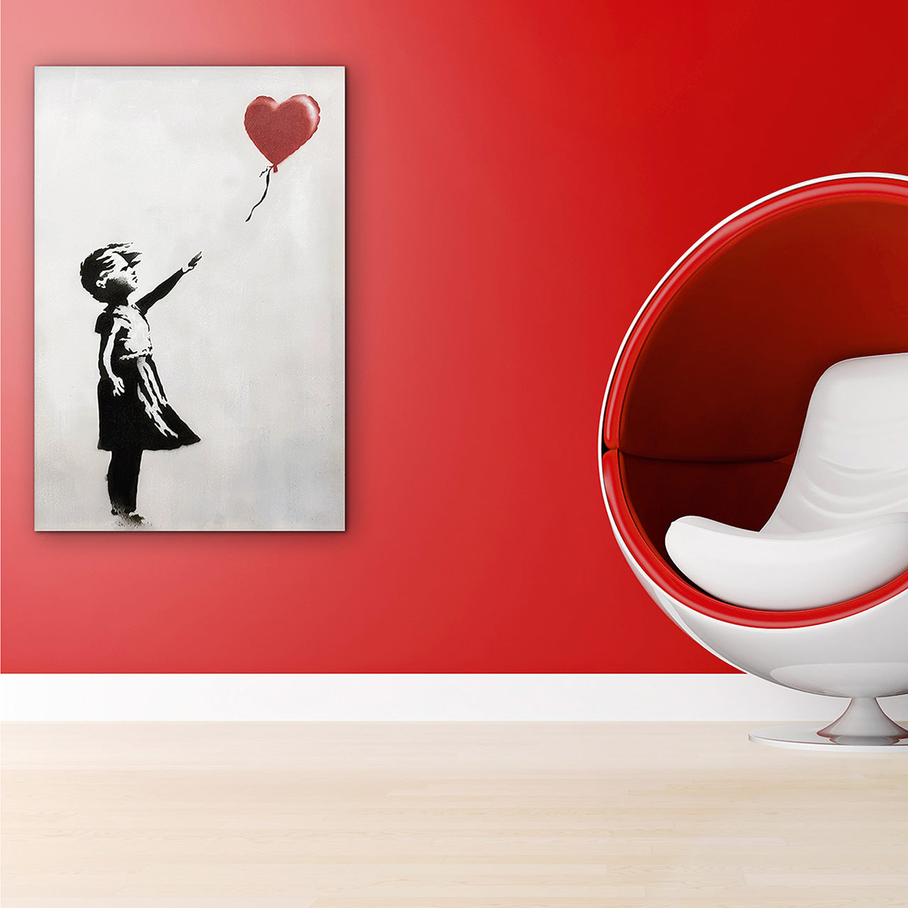 Peinture d'une fille au ballon d'amour