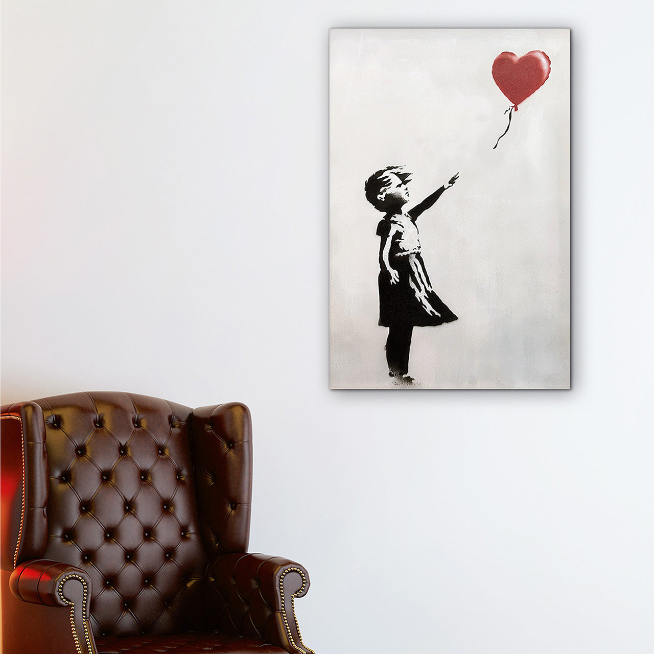 Peinture d'une fille au ballon d'amour