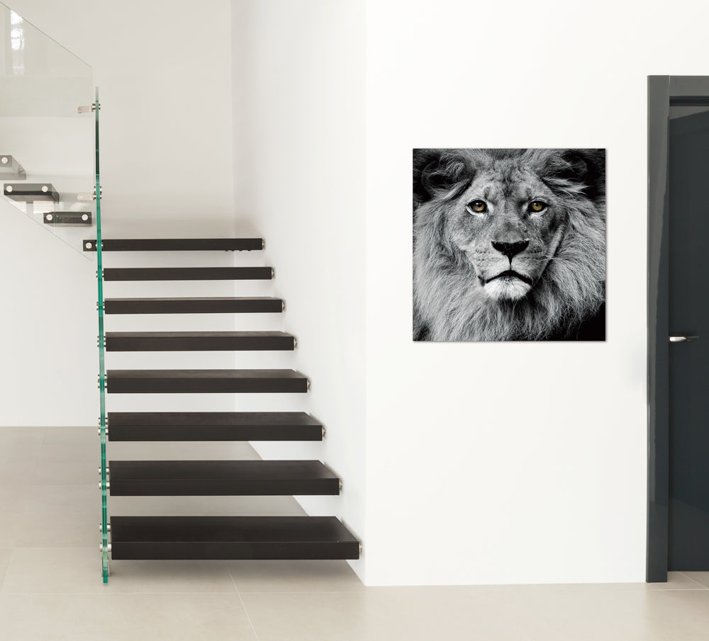 tableau en verre tête de lion