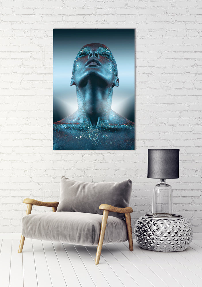 Tableau en verre Dame en bleu