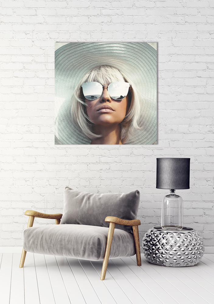 Glass Picture Beautiful Woman in the Sun