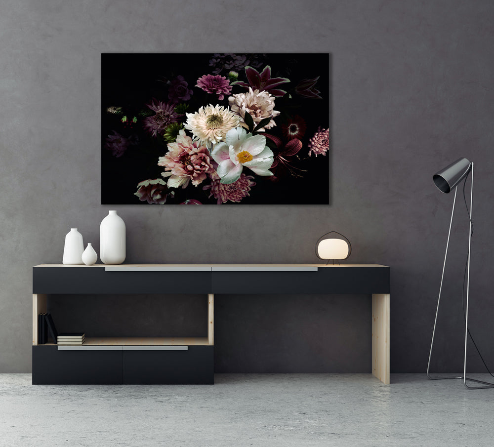 Glass picture Flowers in purple