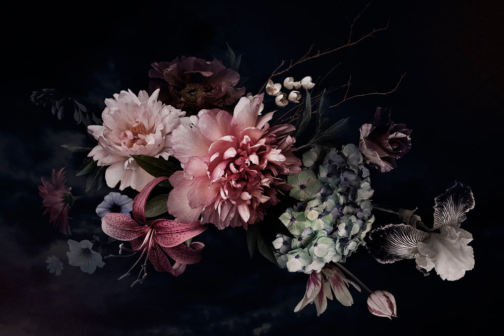 Glass picture Flowers in purple