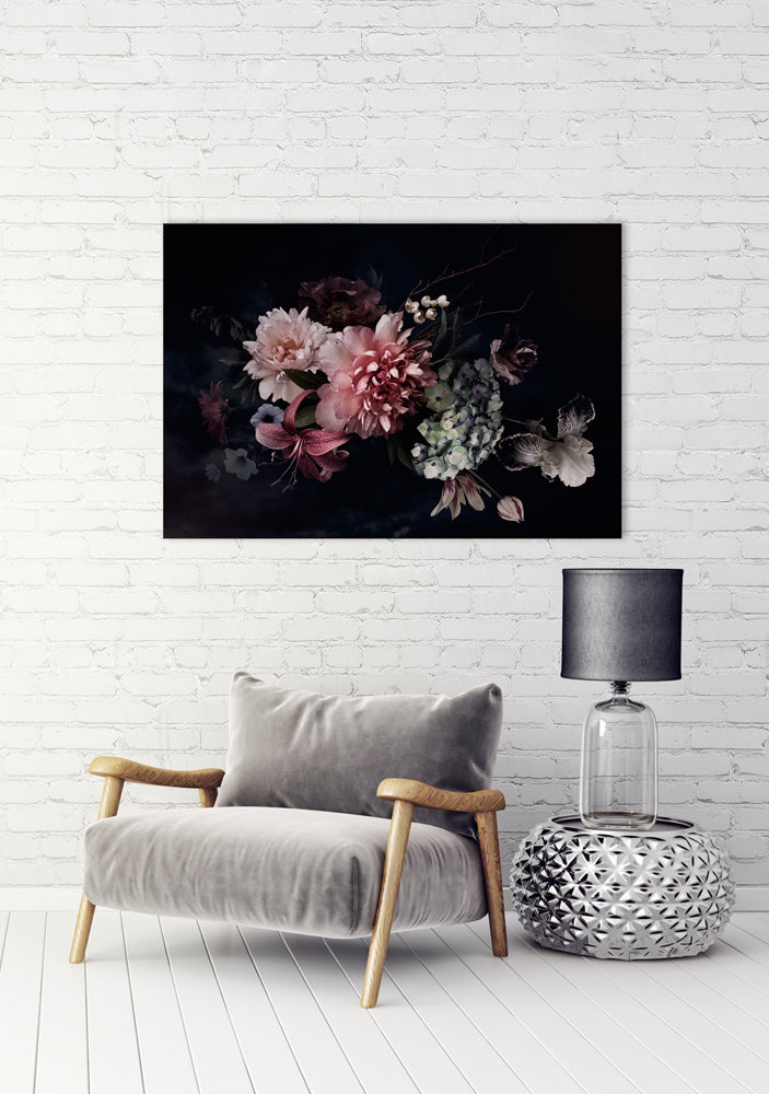 Glass picture Flowers in purple