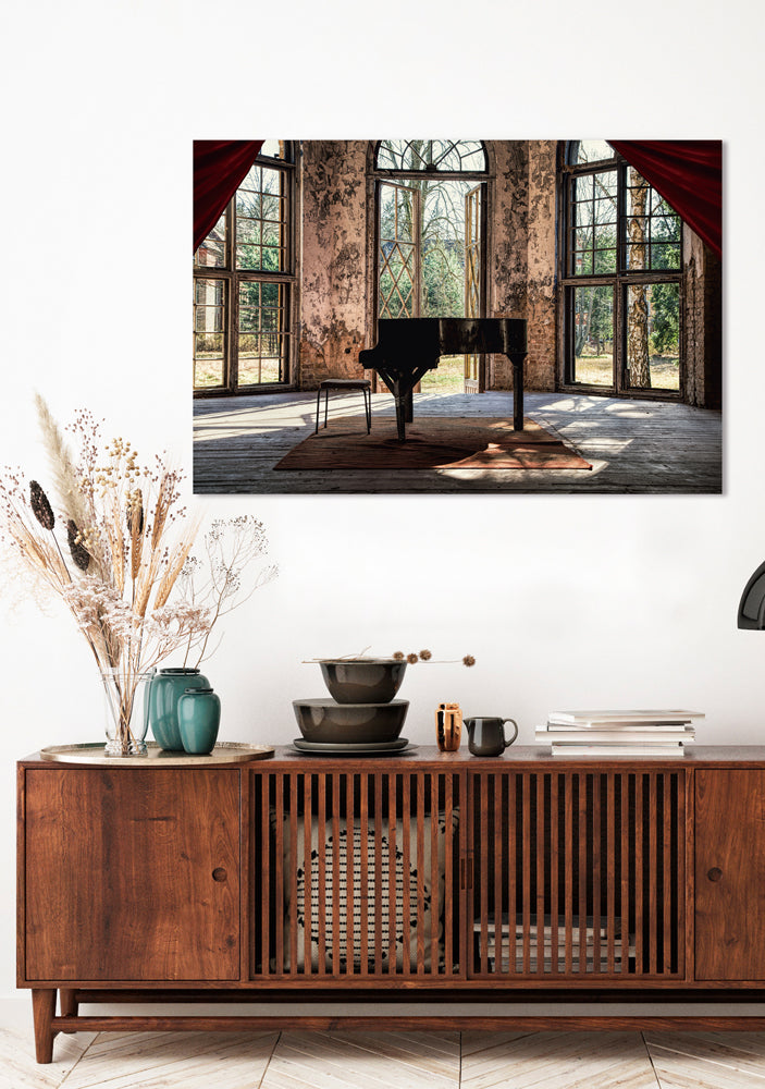 Glasbild Stimmungsvoller Flügel