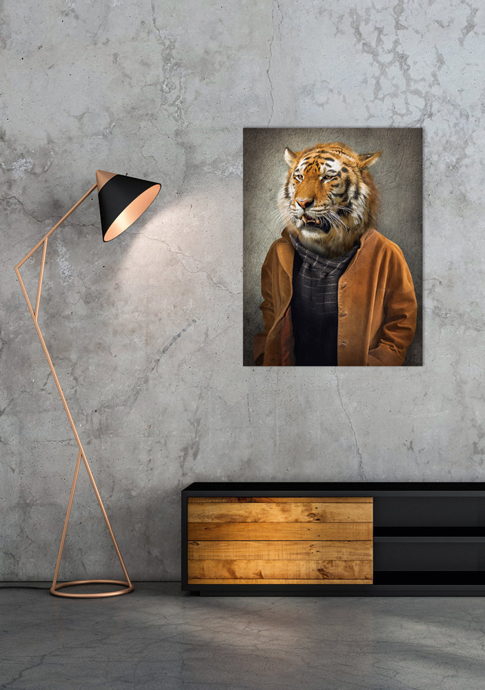 tableau en verre Tigre dans un manteau