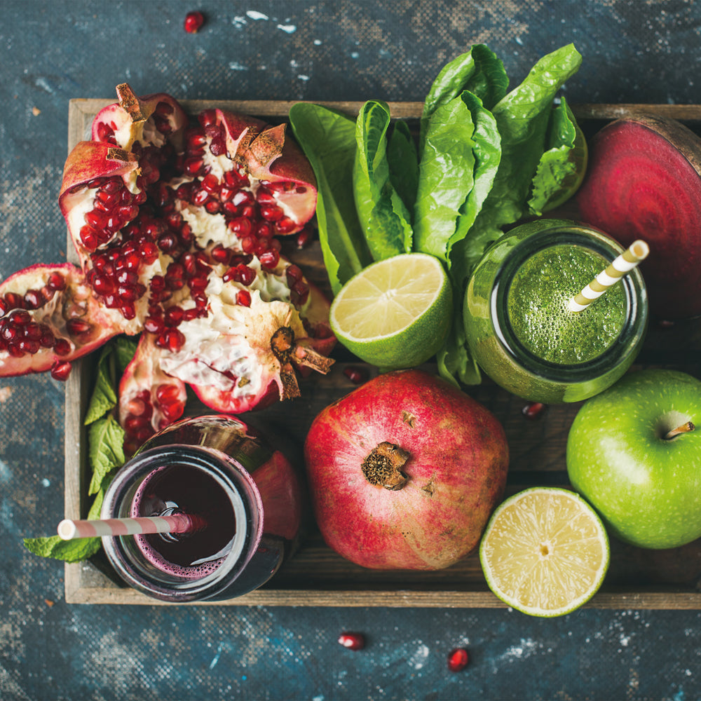 Tableau en verre Fruits sur plateau en bois