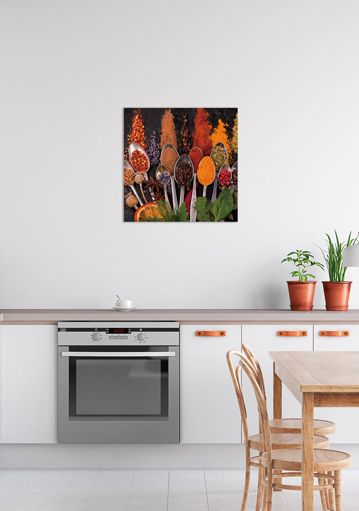 Glass Picture Antique Spoons with Spices III