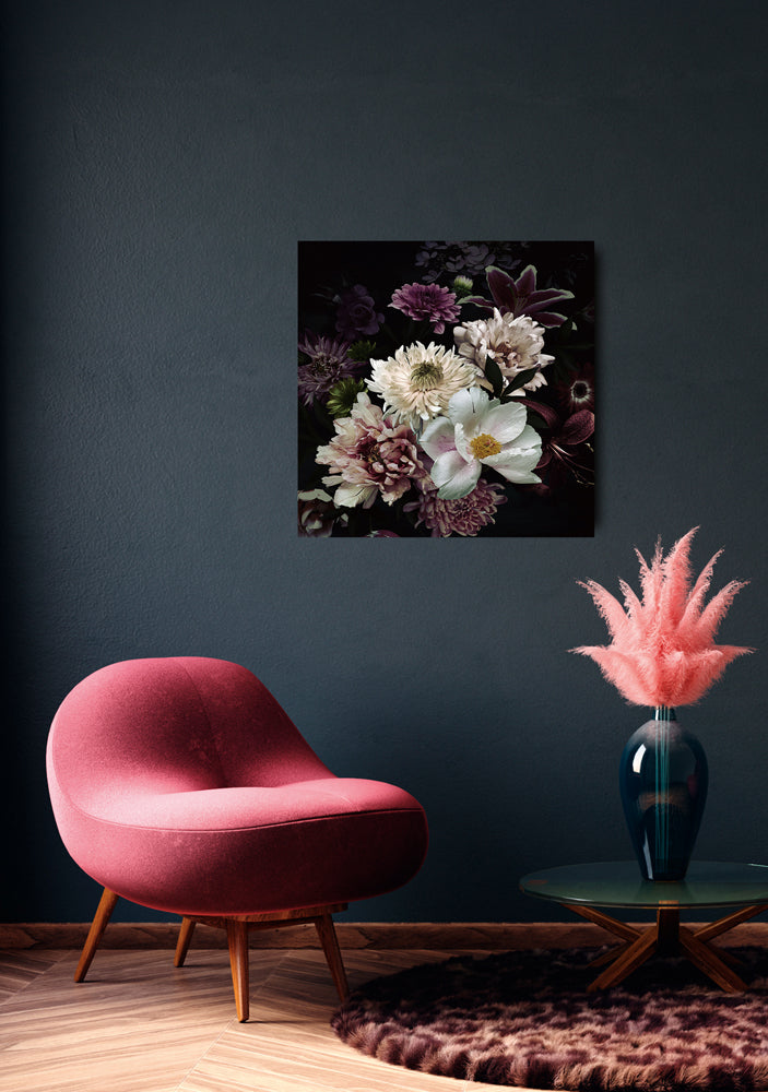 Glass picture Pretty flower bouquet