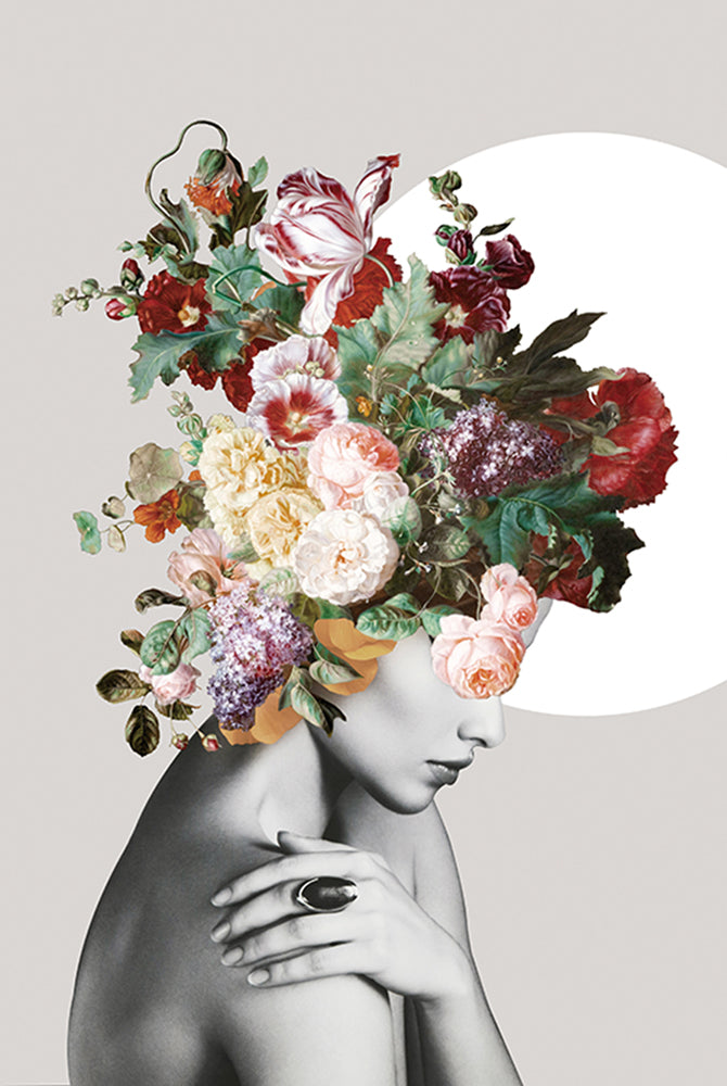 Glass picture Beauty with colorful flowers