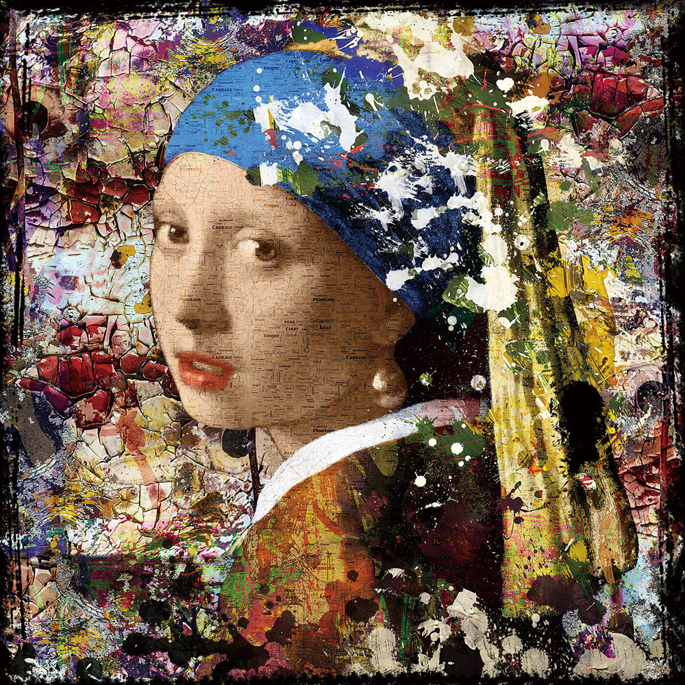 Tableau en verre Fille au foulard bleu