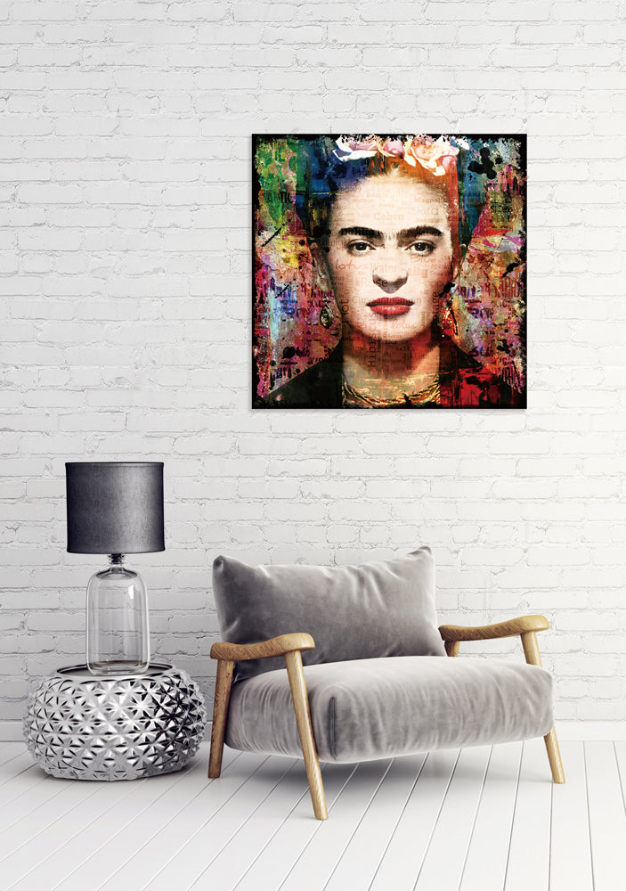 Tableau Pop Art en verre représentant une femme mexicaine