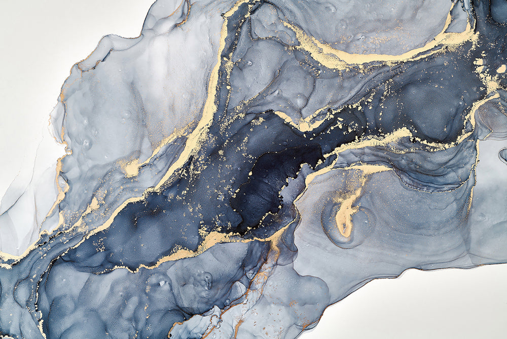 Tableau en verre bleu-gris dans la ruée vers l'or