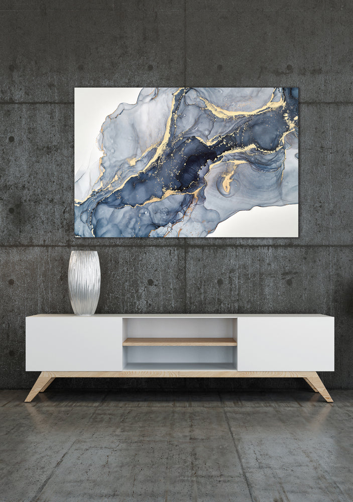 Tableau en verre bleu-gris dans la ruée vers l'or