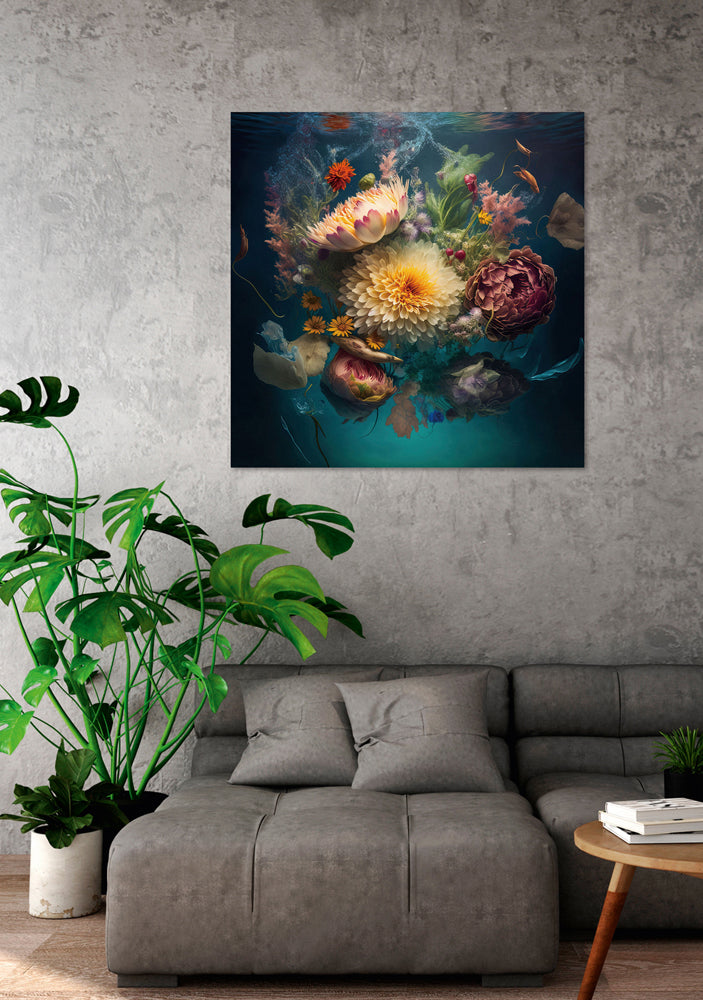 tableau en verre Fleurs d'eau