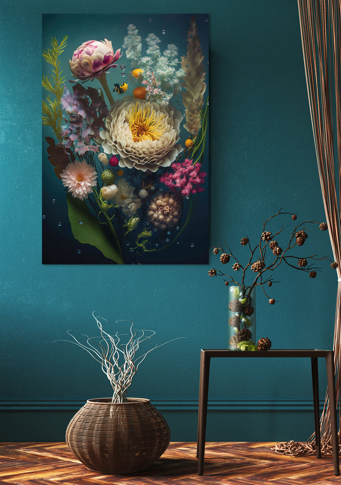 tableau en verre Fleurs d'eau