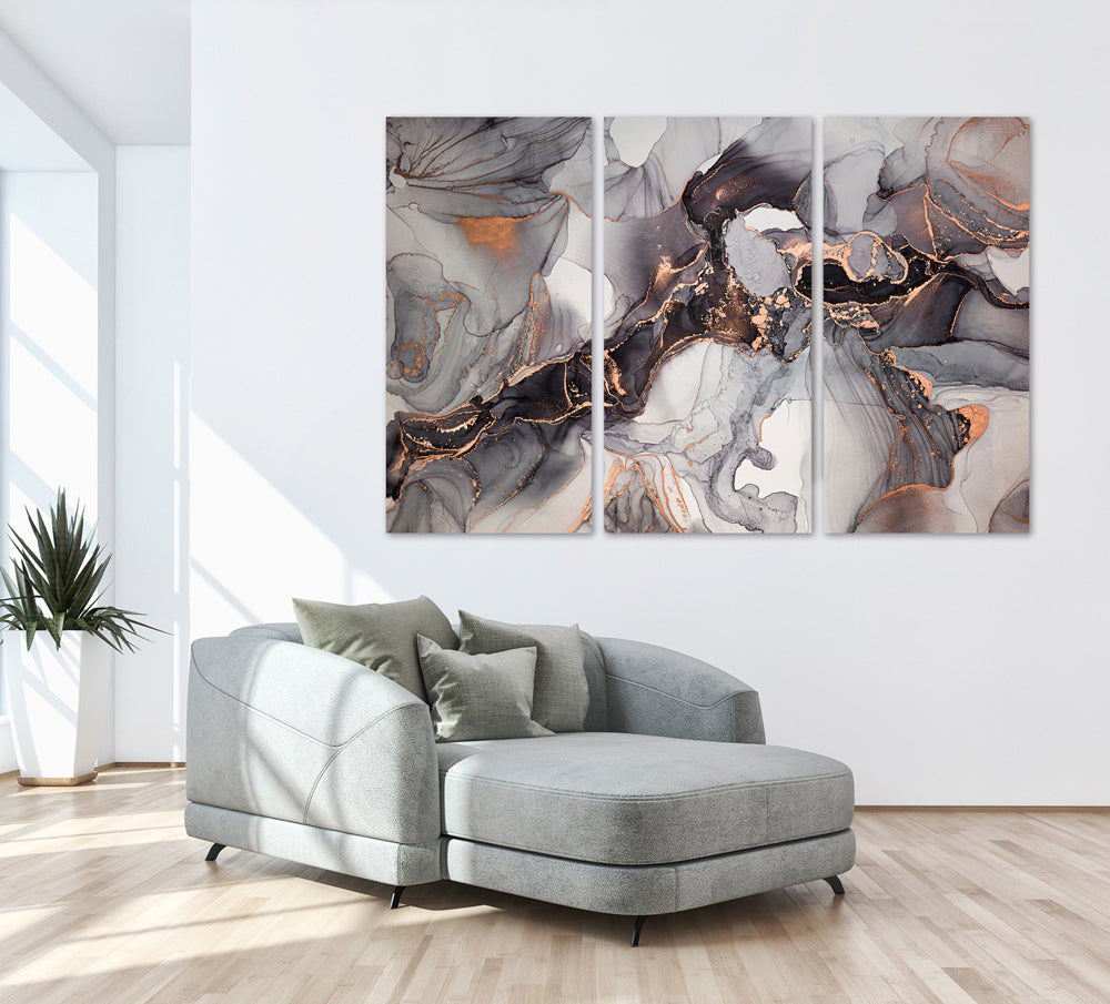 Tableau en verre Harmonie en gris et rose doré