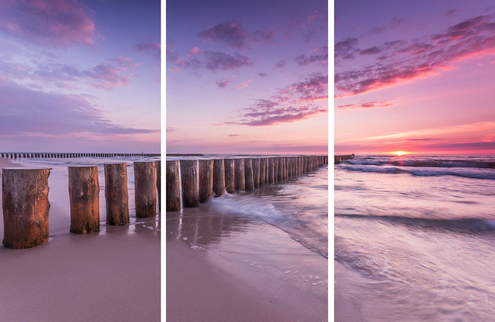 Tableau en verre Brise-lames au coucher du soleil