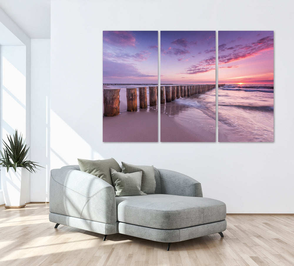 Tableau en verre Brise-lames au coucher du soleil