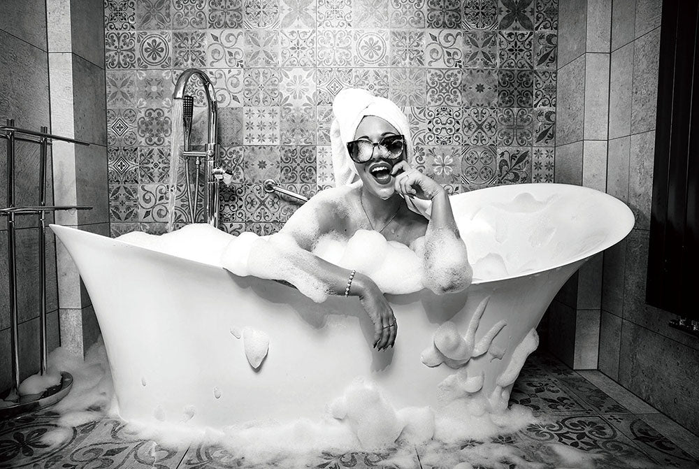 Bain moussant avec image en verre