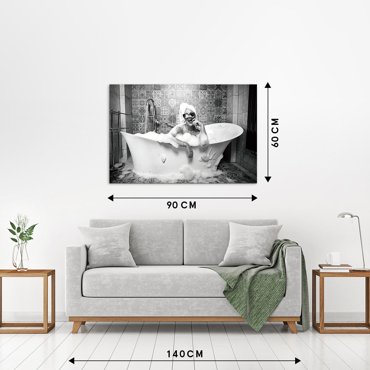 Bain moussant avec image en verre