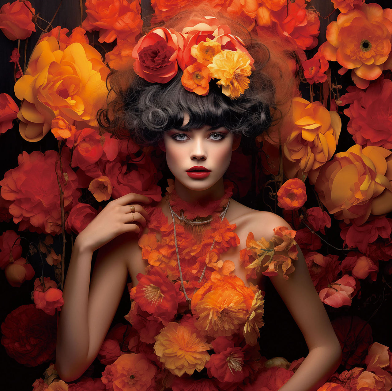 glass picture Orange Flower Beauty