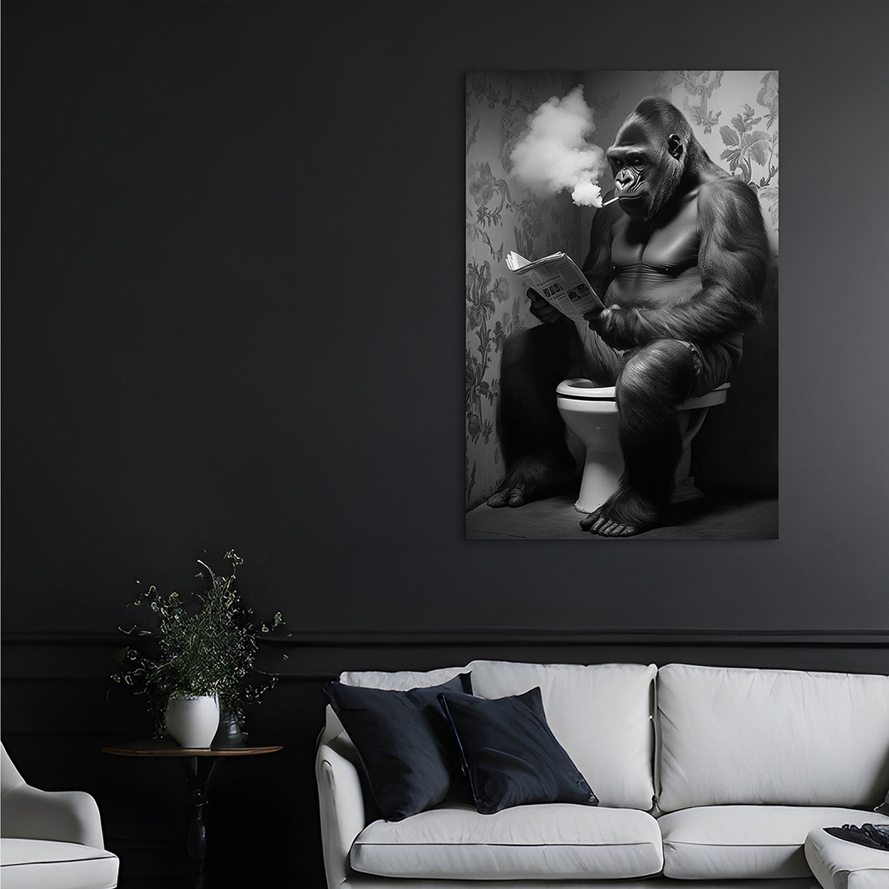 Glass picture Gorilla's Restroom