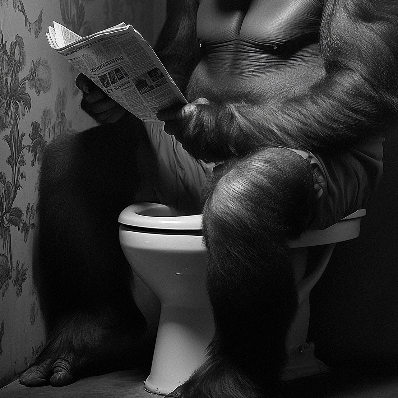 Glass picture Gorilla's Restroom