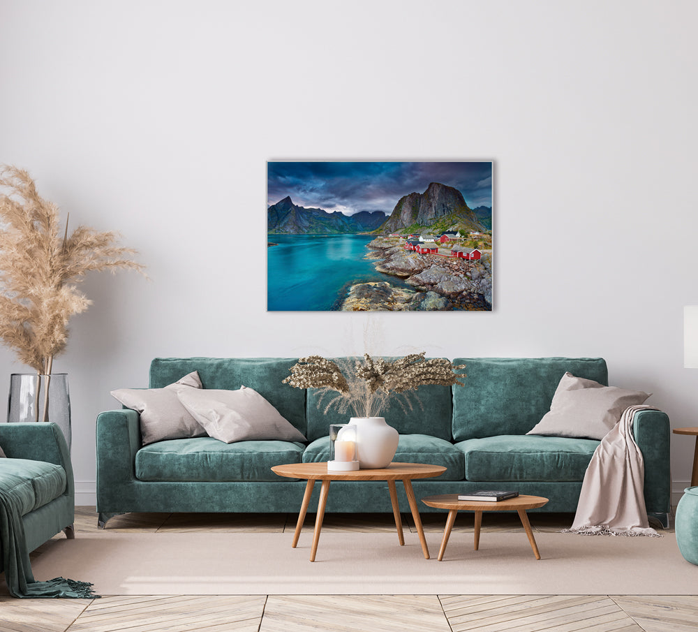 Bild & Rahmen Skandinavisches Dorf am Fjord 1