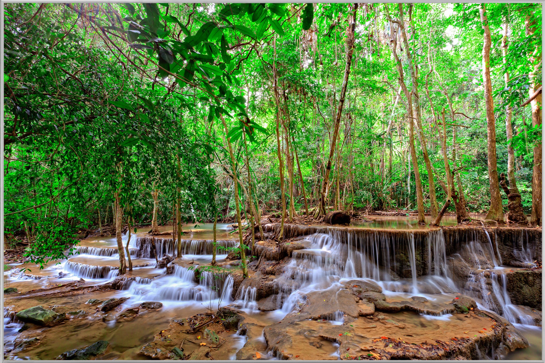 Bild & Rahmen Kleiner Wasserfall im Wald 1