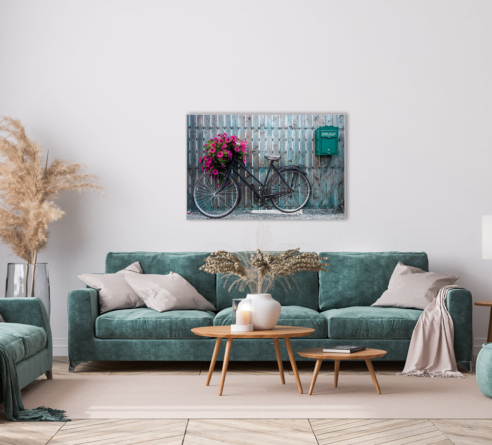 Picture & frame bicycle with flower decoration