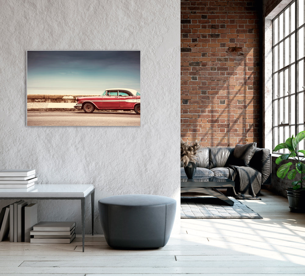 Picture & Frame Red Vintage Car