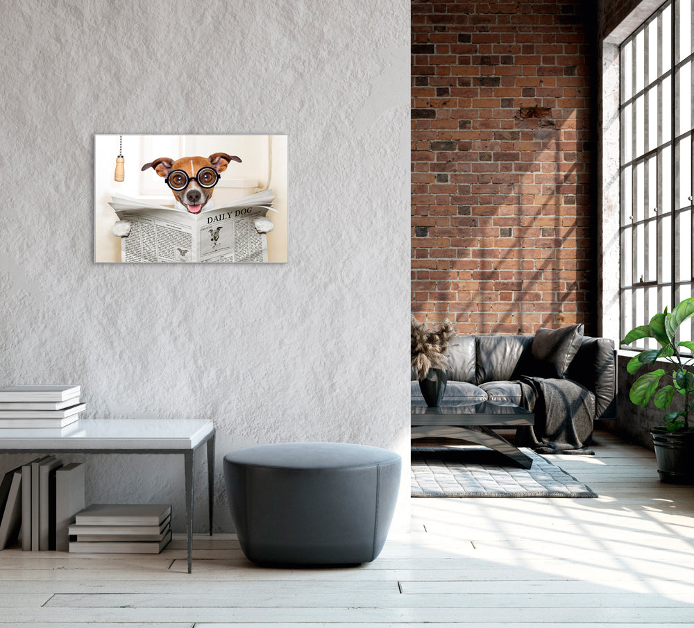 Picture & Frame Dog with Newspaper