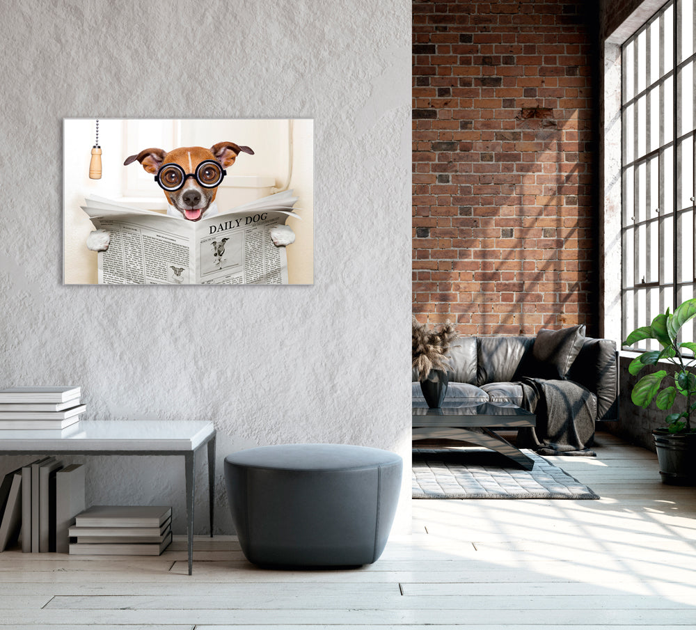 Picture & Frame Dog with Newspaper