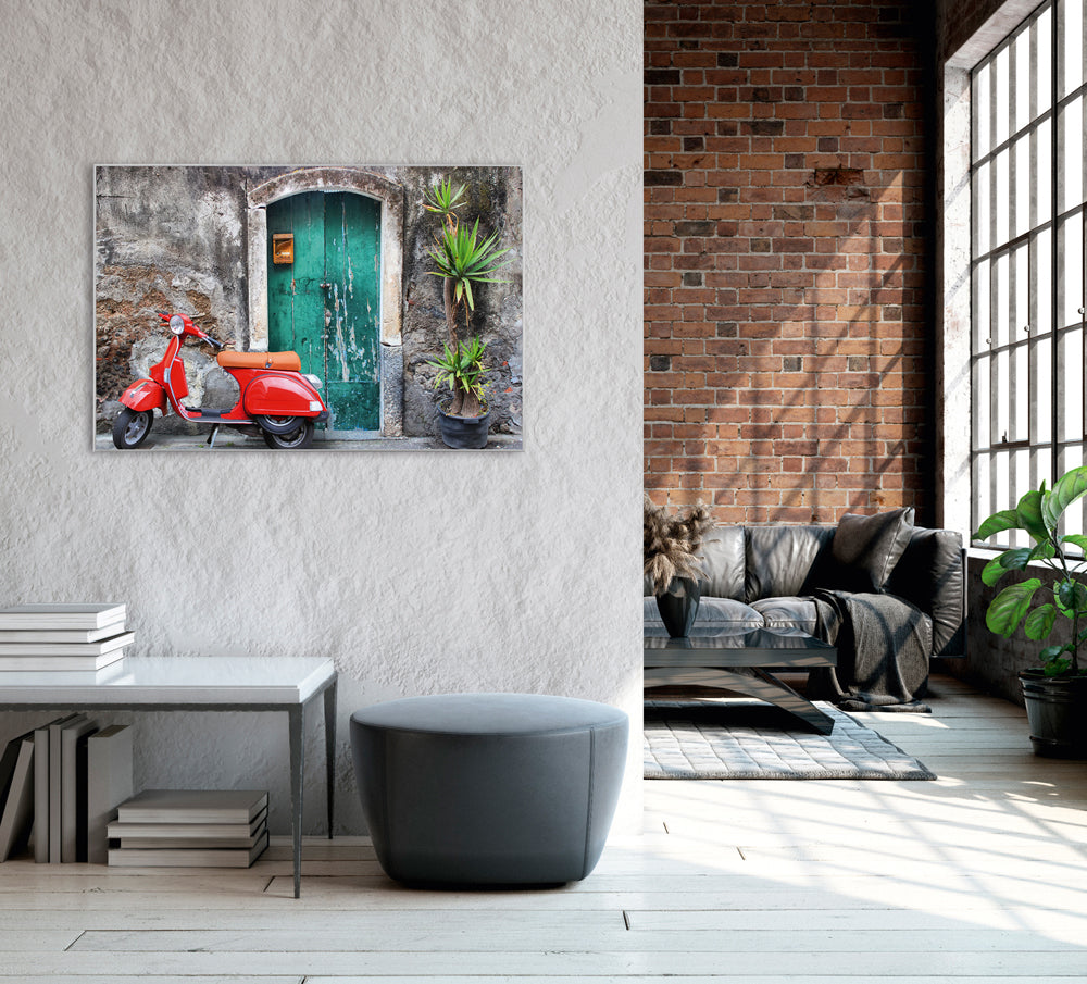 Picture & Frame Red Moped