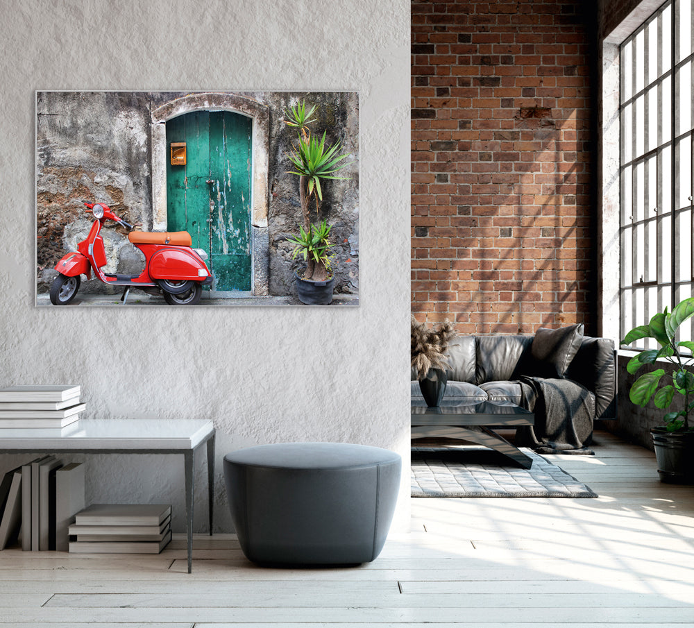 Picture & Frame Red Moped