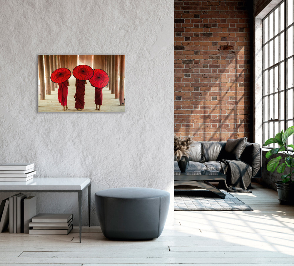 Picture & Frame Monks with Umbrellas