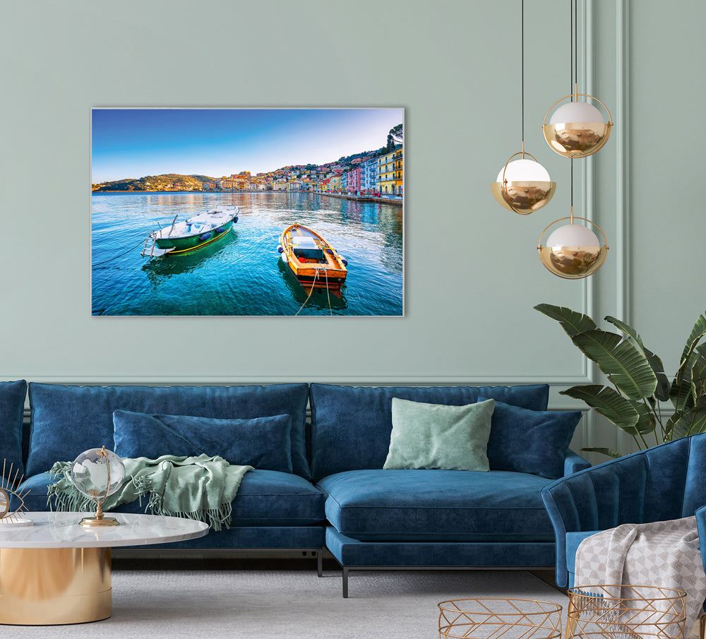 Image et cadre Petits bateaux sur un lac italien