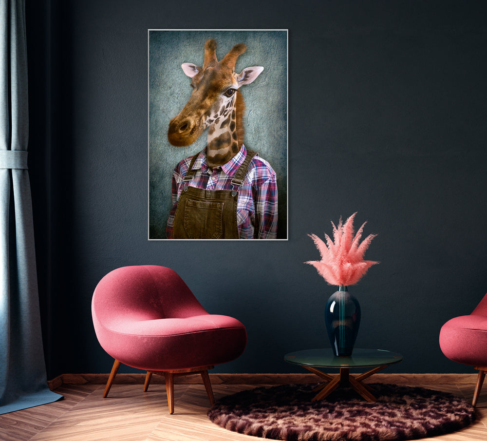 Picture & Frame Giraffe with Dungarees