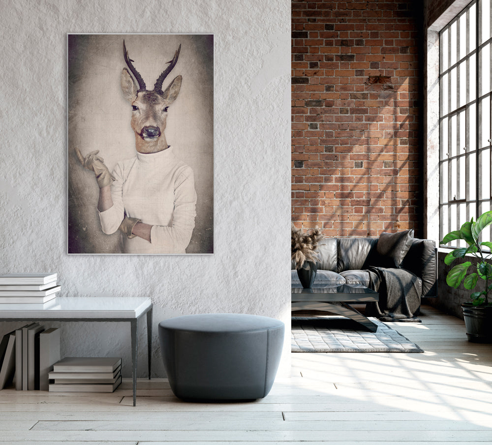 Bild & Rahmen Rehbock mit Pullover