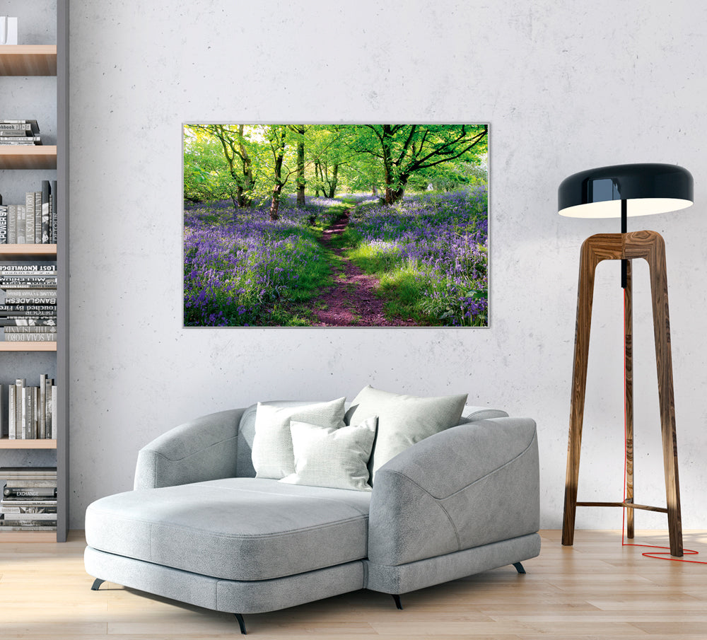 Acrylglasbild Wald mit Lavendel 1