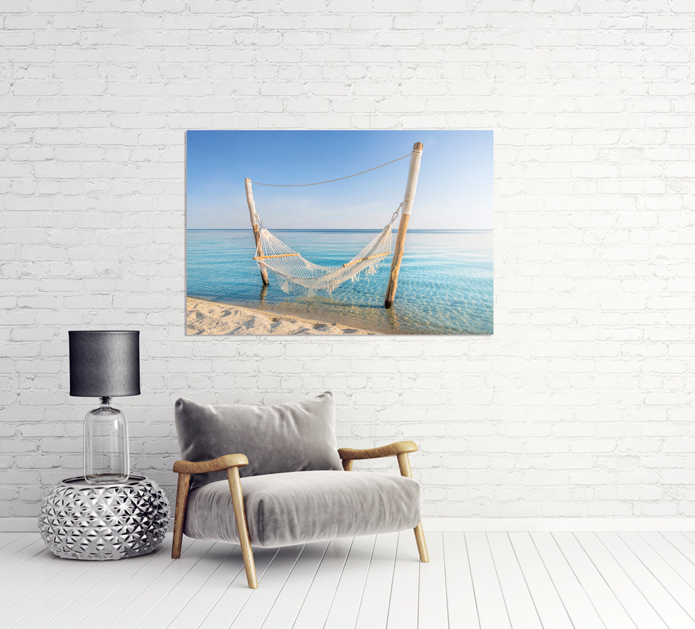 Acrylglasbild Hängematte im Meer